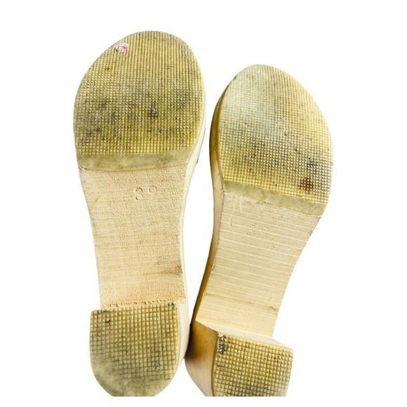 Myclogs.se Womens Sandals Maguba Leather Natural Tan Wooden Peep Toe Size 39 - Picture 8 of 9